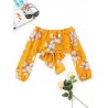 Wrap Floral Bowknot Cropped Top
