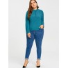Plus Size Button Embellished High Low Blouse