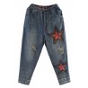 Harem Patchwork Stars Elastic Waist Denim