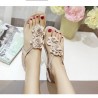 Flower Bohemia Clip Toe Elastic Flat Sandals For Women