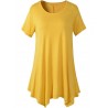 Casual Women Short Sleeve Irregular Hem Pure Color T-shirts