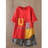Casual Patch Letters Embroidery Short Sleeve Overhead T-Shirt