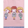 Cartoon Print Stripe Patchwork Long Sleeve Women T-shirt