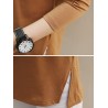 Solid Color O-neck Long Sleeve Casual Blouse