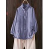Casual Solid Color Ruffles Button Blouse