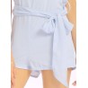 Women Casual Bow Knot Bandage O-neck Sleeveless Solid Color Short Jumpsuit