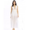 Women Sexy V-neck Lace Slit Backless Cross Strap Sleeveless Jumpsuit