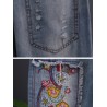 Vintage Embroidered Patch Elastic Waist Denim