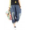 Women Patchwork Solid Color Loose Casual Harem Jeans