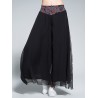 Ethnic Embroidery Patchwork Layered Wide Leg Women Pants
