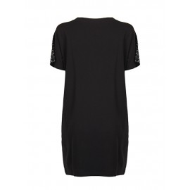 Casual Women Sequins Stitching Short Sleeve V-Neck Mini Dress