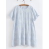 Short Sleeve O-Neck Embroidery Wave Edge Casual Dresses
