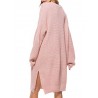 Casual Pure Color Side Splited Long Sleeve Women Sweater Dresses