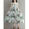 Flowy Ink Print Spaghetti Strap Loose O-neck Maxi Dress For Women