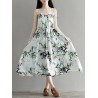 Flowy Ink Print Spaghetti Strap Loose O-neck Maxi Dress For Women