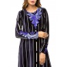 Muslim Velvet Striped Print Long Sleeve Long Dress