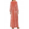 Islam Muslim Velvet Embroidery Pink Long Sleeve Dress