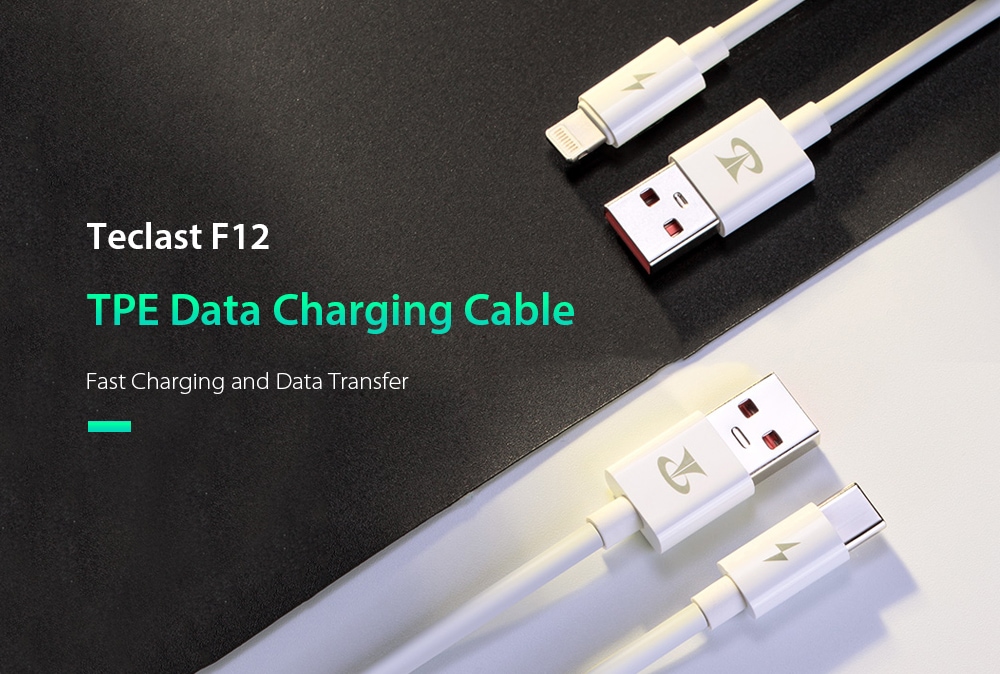 Teclast F12 High Elastic Anti-freeze Environmental Protection TPE Data Charging Cable- White 8 PIN Teclast F12 High Elastic Anti-freeze Environmental Protection TPE Data Charging Cable- White 8 PIN
