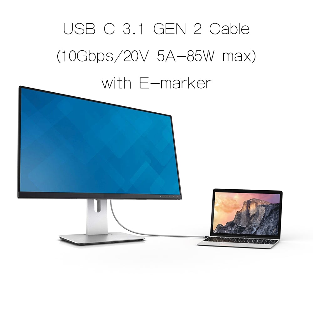 USB 3.1 USB-C Gen 2 E-Marker with 4K Video 20V/5A 85W PD 10 Gbps Data Cable- White 0.5M USB 3.1 USB-C Gen 2 E-Marker with 4K Video 20V/5A 85W PD 10 Gbps Data Cable- White 0.5M