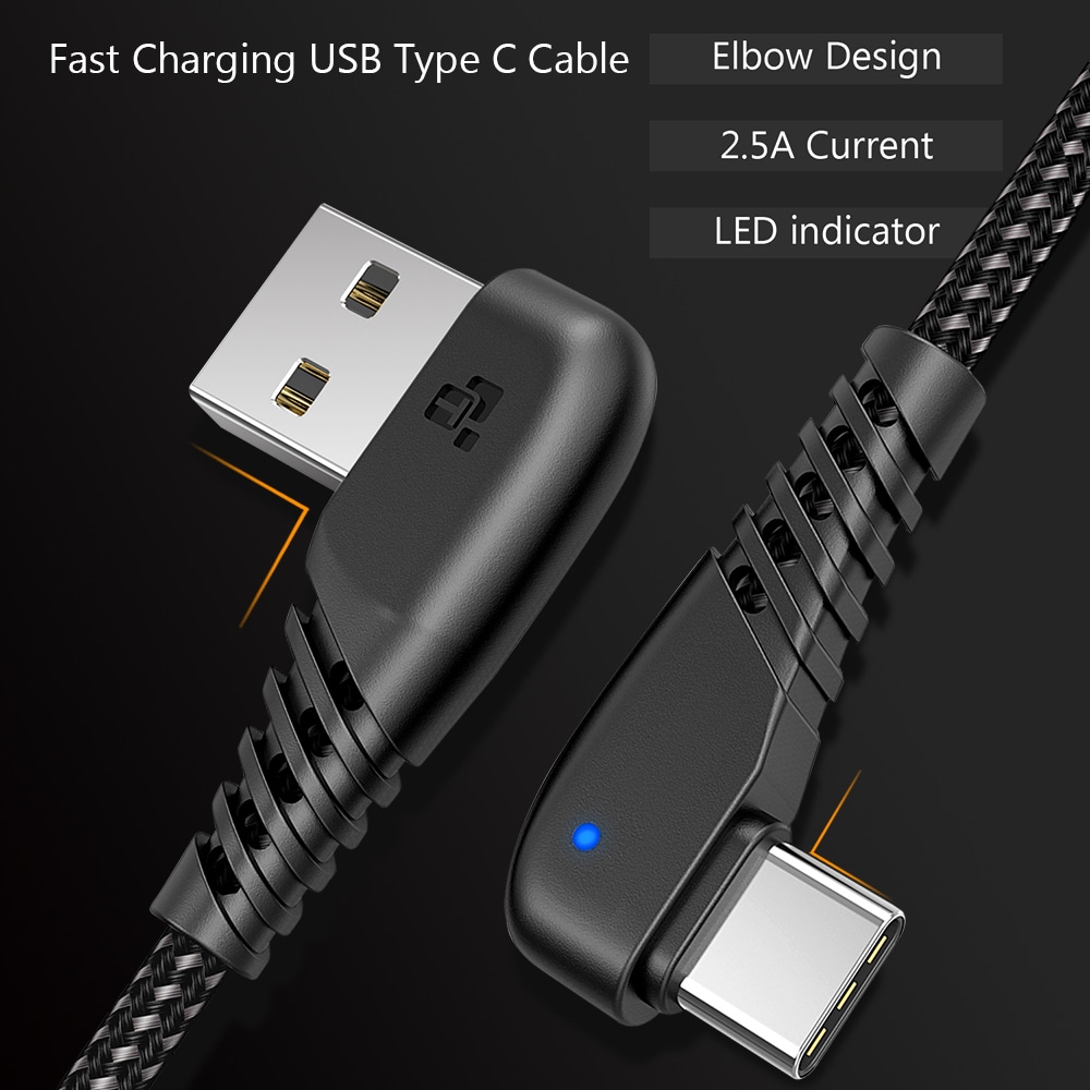 TIEGEM 90 degree USB Type C Cable 2A USB-C Cable Type-C Fast Charging Cord- Twilight Black 30CM TIEGEM 90 degree USB Type C Cable 2A USB-C Cable Type-C Fast Charging Cord- Twilight Black 30CM