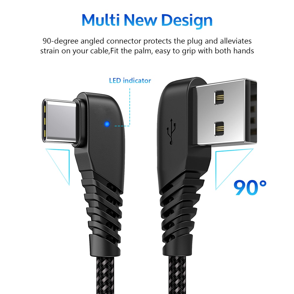 TIEGEM 90 degree USB Type C Cable 2A USB-C Cable Type-C Fast Charging Cord- Twilight Black 30CM TIEGEM 90 degree USB Type C Cable 2A USB-C Cable Type-C Fast Charging Cord- Twilight Black 30CM