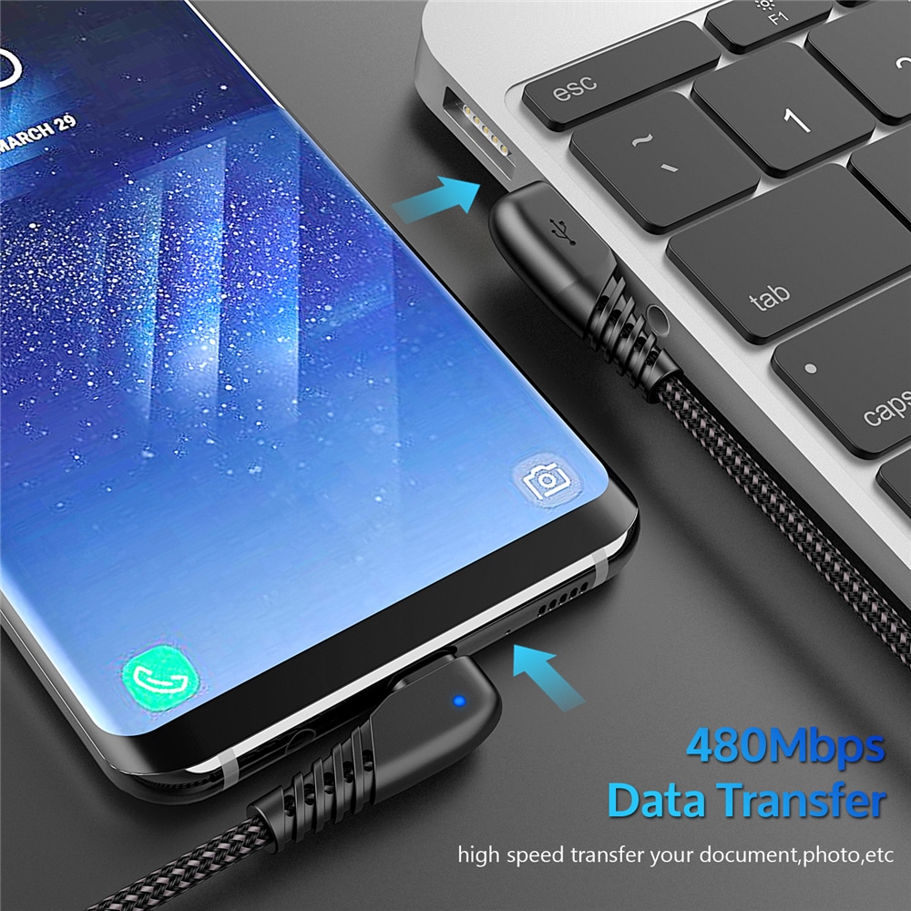 TIEGEM 90 degree USB Type C Cable 2A USB-C Cable Type-C Fast Charging Cord- Twilight Black 30CM TIEGEM 90 degree USB Type C Cable 2A USB-C Cable Type-C Fast Charging Cord- Twilight Black 30CM
