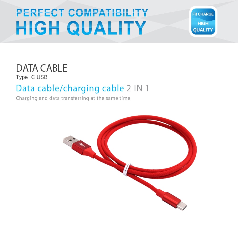 SDL 2m Nylon Braided Type-C USB Data Charging Cable- White SDL 2m Nylon Braided Type-C USB Data Charging Cable- White