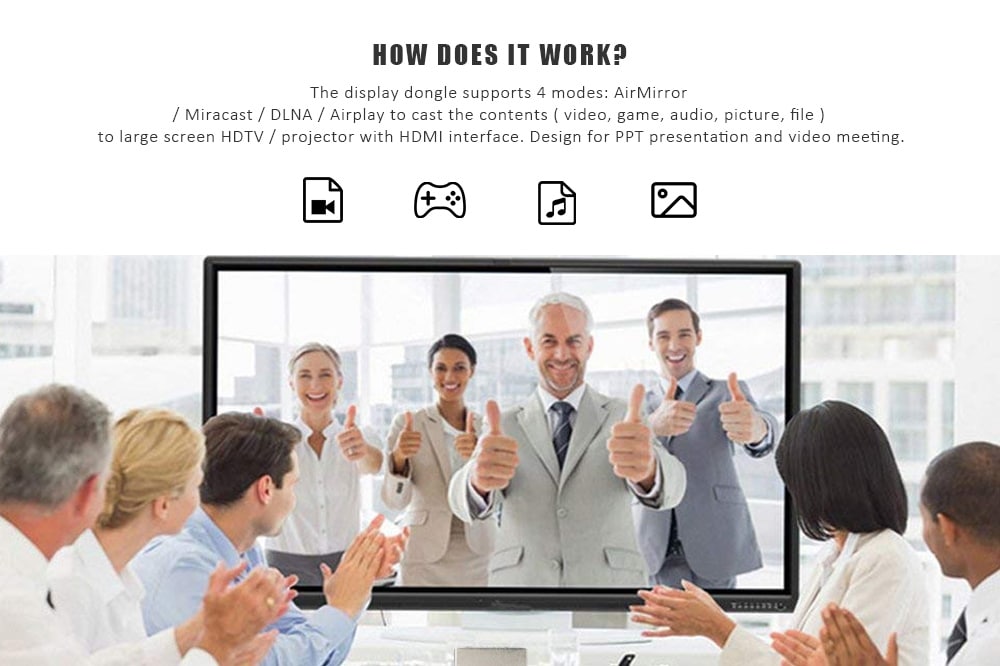 Wireless Wi-Fi Display Dongle 1080P HDMI TV Stick Screen Mirroring- Black Wireless Wi-Fi Display Dongle 1080P HDMI TV Stick Screen Mirroring- Black