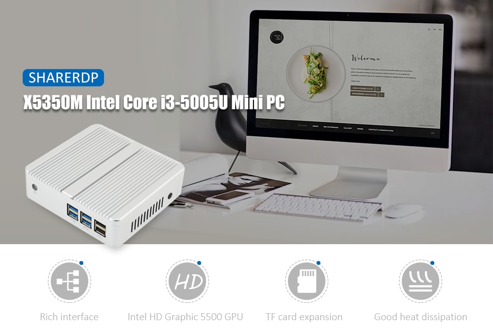 SHARERDP X5350M Intel Core i3 - 5005U Mini Home PC- Silver Barebone SHARERDP X5350M Intel Core i3 - 5005U Mini Home PC- Silver Barebone