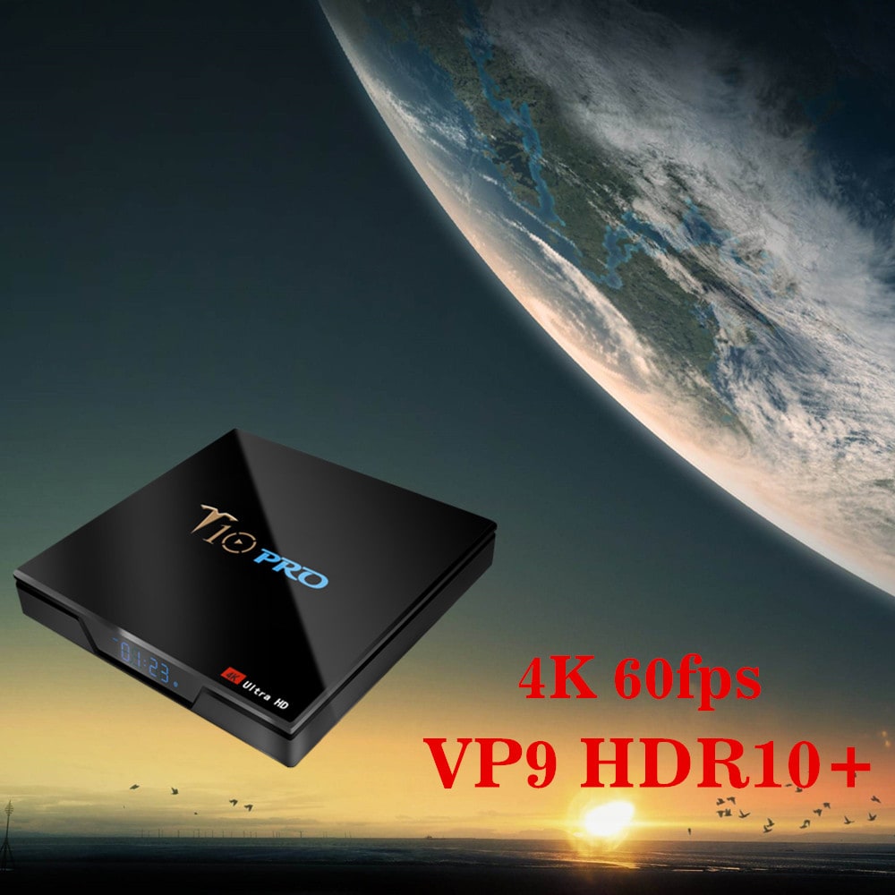T10 Pro TV Box Amlogic S905X2 / 2.4G + 5G WiFi / BT4.1 / Android 8.1 / USB3.0 / 4K VP9- Black 4GB RAM+32GB ROM UK Plug T10 Pro TV Box Amlogic S905X2 / 2.4G + 5G WiFi / BT4.1 / Android 8.1 / USB3.0 / 4K VP9- Black 4GB RAM+32GB ROM UK Plug