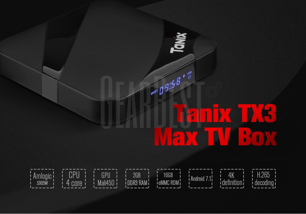 Tanix TX3 Max TV Box Amlogic S905W / Android 7.1 with New ALICE UX / 2GB RAM + 16GB ROM 2.4GHz Wi-Fi / 4K / 100Mbps LAN / BT4.1 - Black EU Plug Tanix TX3 Max TV Box Amlogic S905W / Android 7.1 with New ALICE UX / 2GB RAM + 16GB ROM 2.4GHz Wi-Fi / 4K / 100Mbps LAN / BT4.1 - Black EU Plug