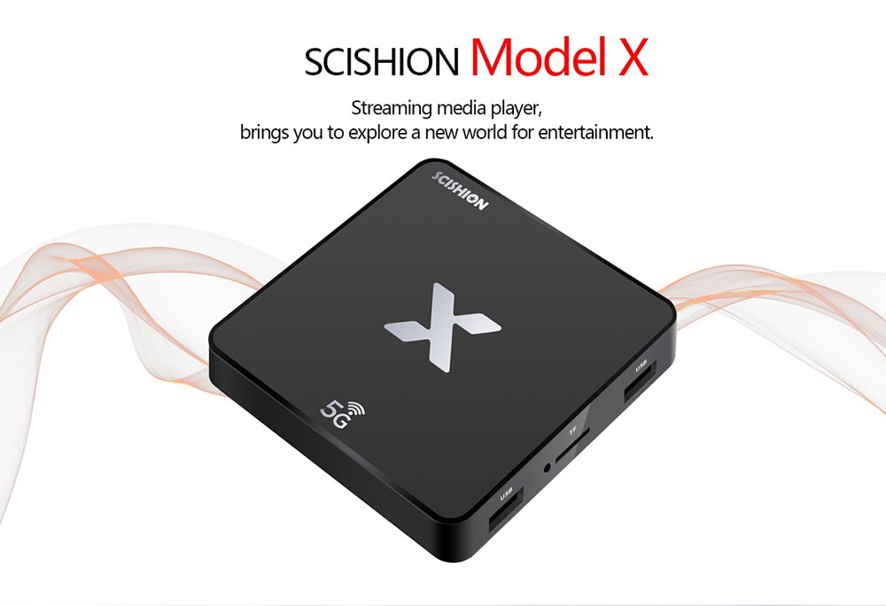 SCISHION Model X TV Box Rockchip3229 Android 8.1 2GB RAM + 16GB ROM 5G WiFi 100Mbps Support 4K H.265- Black US Plug SCISHION Model X TV Box Rockchip3229 Android 8.1 2GB RAM + 16GB ROM 5G WiFi 100Mbps Support 4K H.265- Black US Plug