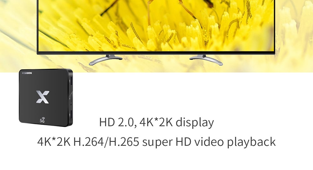 SCISHION Model X TV Box Rockchip3229 Android 8.1 2GB RAM + 16GB ROM 5G WiFi 100Mbps Support 4K H.265- Black US Plug SCISHION Model X TV Box Rockchip3229 Android 8.1 2GB RAM + 16GB ROM 5G WiFi 100Mbps Support 4K H.265- Black US Plug