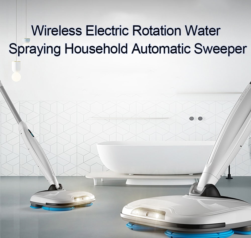 Wireless Electric Mopping Machine Rotation Water Spraying Household Automatic Sweeper- White Chinese Plug Wireless Electric Mopping Machine Rotation Water Spraying Household Automatic Sweeper- White Chinese Plug