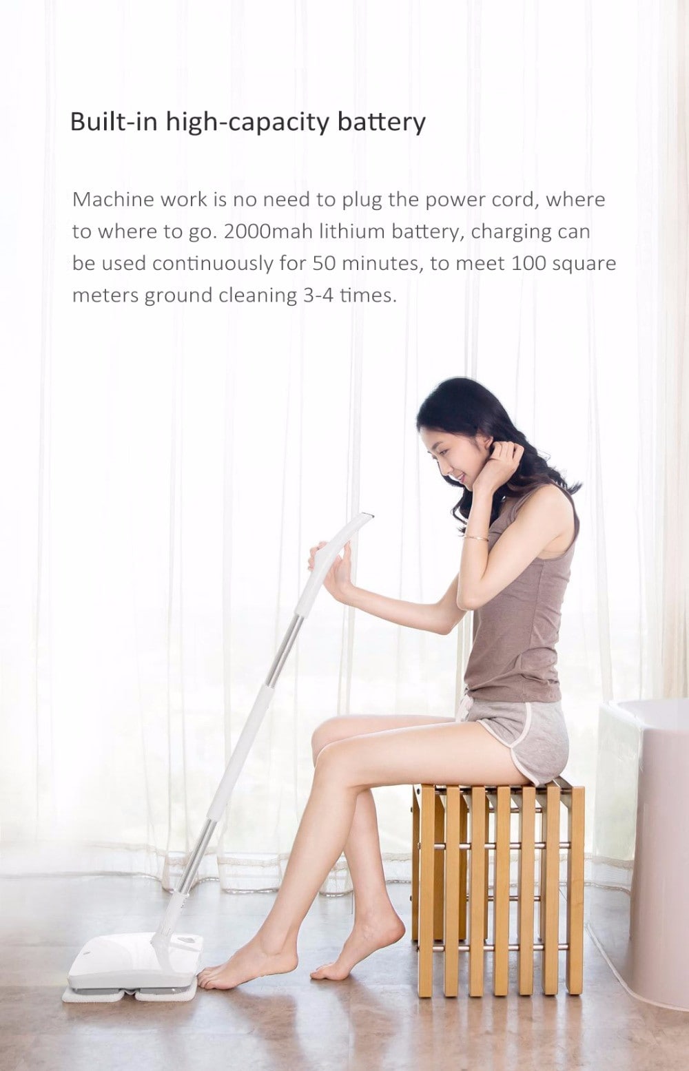 SWDK Handheld Wireless Electric Mop Machine with LED Light- White SWDK Handheld Wireless Electric Mop Machine with LED Light- White
