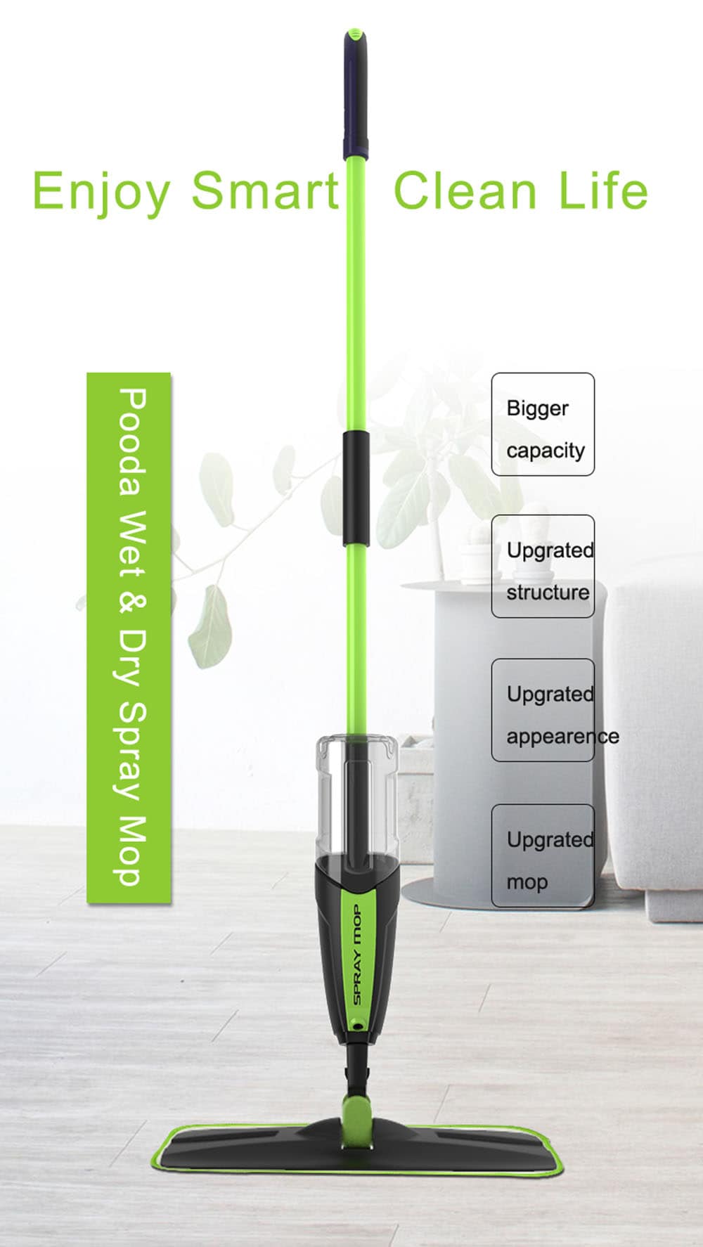 Pooda TB100 Spray Mop- Yellow Green Pooda TB100 Spray Mop- Yellow Green