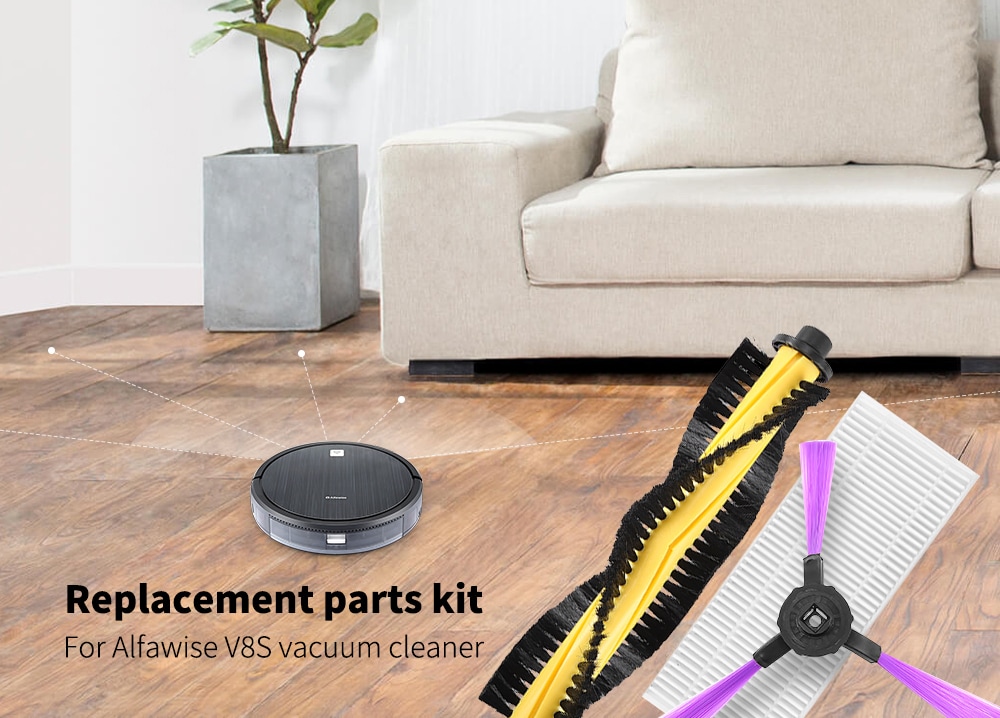 Alfawise Accessories Set for V8S Robot Vacuum Cleaner Main / Side Brush HEPA Filter- Multi-A Alfawise Accessories Set for V8S Robot Vacuum Cleaner Main / Side Brush HEPA Filter- Multi-A