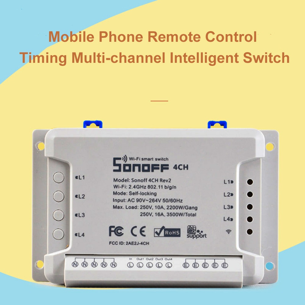 SONOFF 4CH R2 Inching Self-locking Mobile Phone Remote Control Timing Multi-channel Intelligent Switch- White SONOFF 4CH R2 Inching Self-locking Mobile Phone Remote Control Timing Multi-channel Intelligent Switch- White