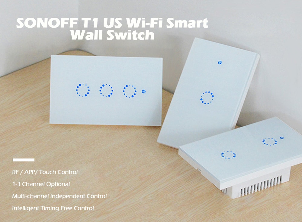 SONOFF T1 US WiFi RF / APP / Touch Control Wall Light Switch 1 Gang Panel Home with Alexa- White SONOFF T1 US WiFi RF / APP / Touch Control Wall Light Switch 1 Gang Panel Home with Alexa- White