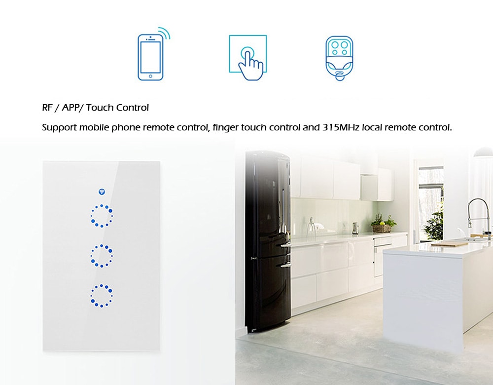 SONOFF T1 US WiFi RF / APP / Touch Control Wall Light Switch 1 Gang Panel Home with Alexa- White SONOFF T1 US WiFi RF / APP / Touch Control Wall Light Switch 1 Gang Panel Home with Alexa- White
