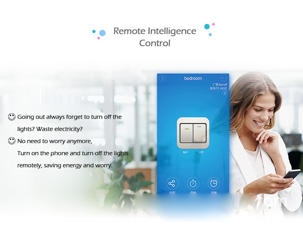 SONOFF T1 US WiFi RF / APP / Touch Control Wall Light Switch 1 Gang Panel Home with Alexa- White SONOFF T1 US WiFi RF / APP / Touch Control Wall Light Switch 1 Gang Panel Home with Alexa- White