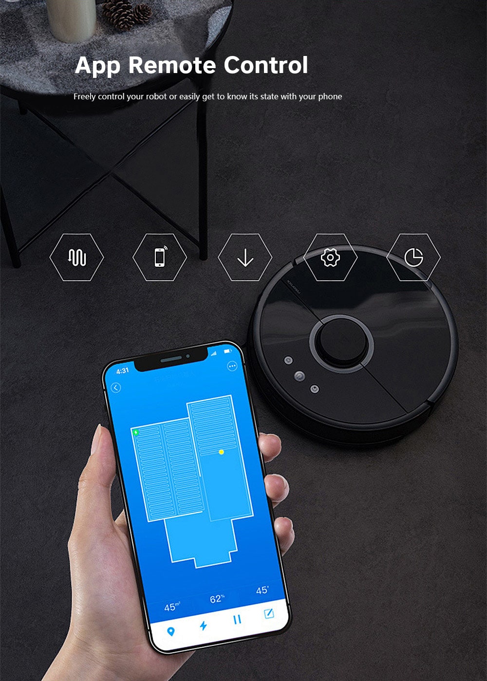 Roborock S55 Smart Vacuum Cleaner Intelligent Sensor System Path Planning- Black EU Plug Roborock S55 Smart Vacuum Cleaner Intelligent Sensor System Path Planning- Black EU Plug