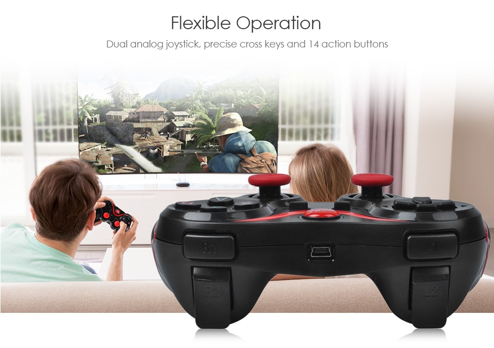 T3 Wireless Bluetooth 3.0 Gamepad Gaming Controller for Android System- Black T3 Wireless Bluetooth 3.0 Gamepad Gaming Controller for Android System- Black