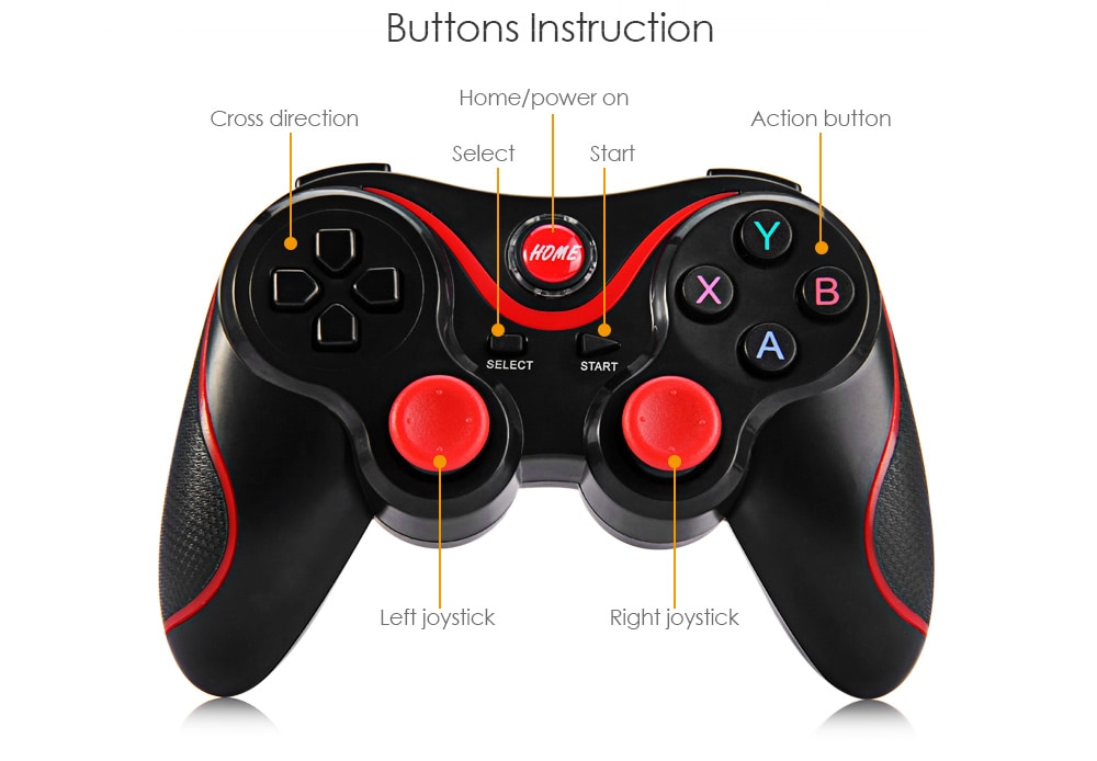 T3 Wireless Bluetooth 3.0 Gamepad Gaming Controller for Android System- Black T3 Wireless Bluetooth 3.0 Gamepad Gaming Controller for Android System- Black
