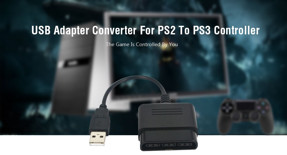 USB Adapter Converter for PS2 to PS3 Game Controller- Black USB Adapter Converter for PS2 to PS3 Game Controller- Black