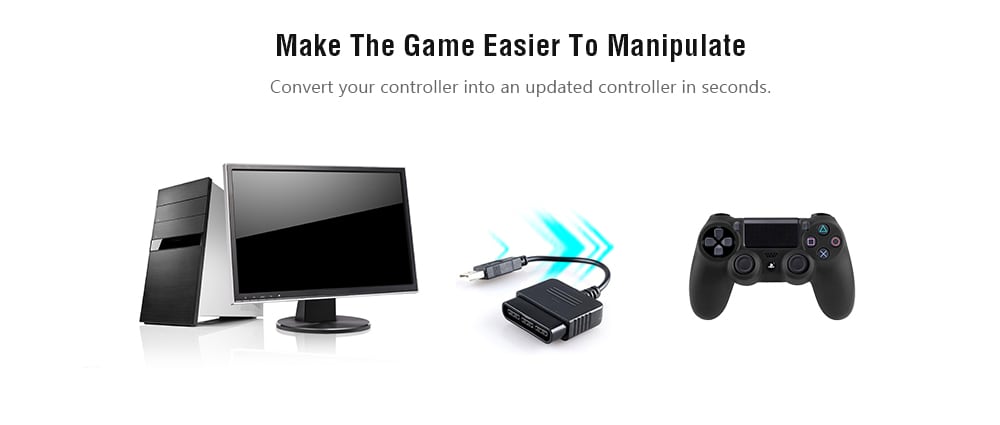 USB Adapter Converter for PS2 to PS3 Game Controller- Black USB Adapter Converter for PS2 to PS3 Game Controller- Black