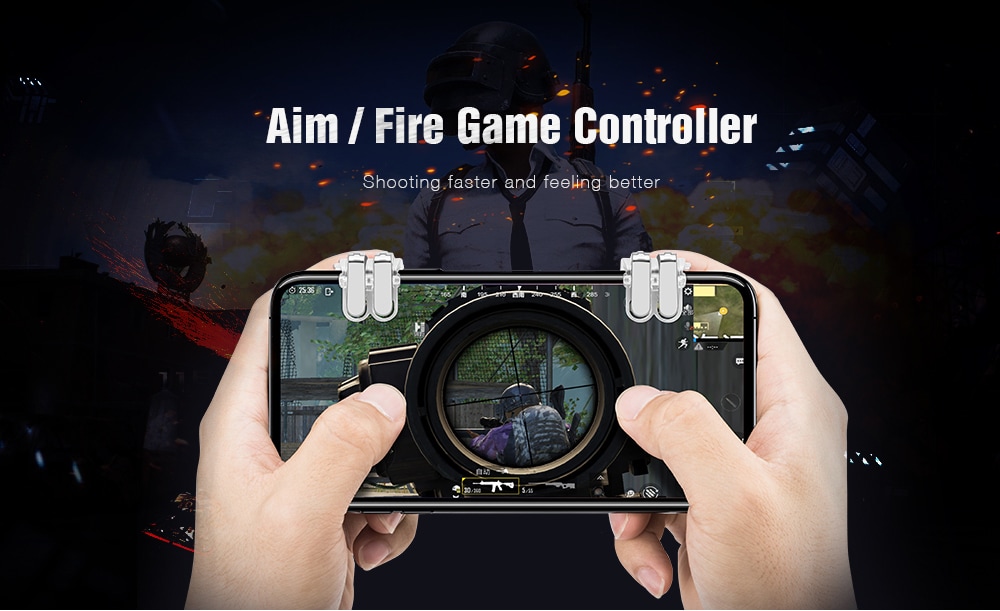W6 Six Finger Gaming Trigger Fast Shooting Button Assist Gamepad 2pcs- Silver W6 Six Finger Gaming Trigger Fast Shooting Button Assist Gamepad 2pcs- Silver
