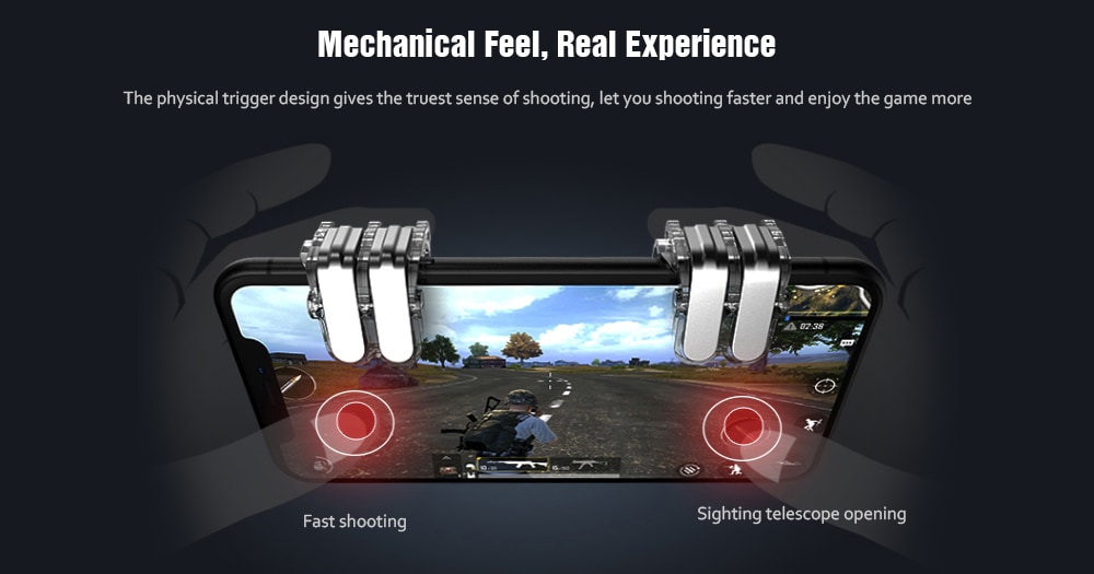 W6 Six Finger Gaming Trigger Fast Shooting Button Assist Gamepad 2pcs- Silver W6 Six Finger Gaming Trigger Fast Shooting Button Assist Gamepad 2pcs- Silver