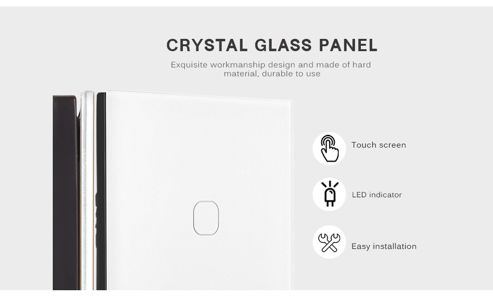 SESOO Smart Touch Screen Light Switch 1 Gang 1 Way Crystal Glass Panel with Remote Control- White SESOO Smart Touch Screen Light Switch 1 Gang 1 Way Crystal Glass Panel with Remote Control- White