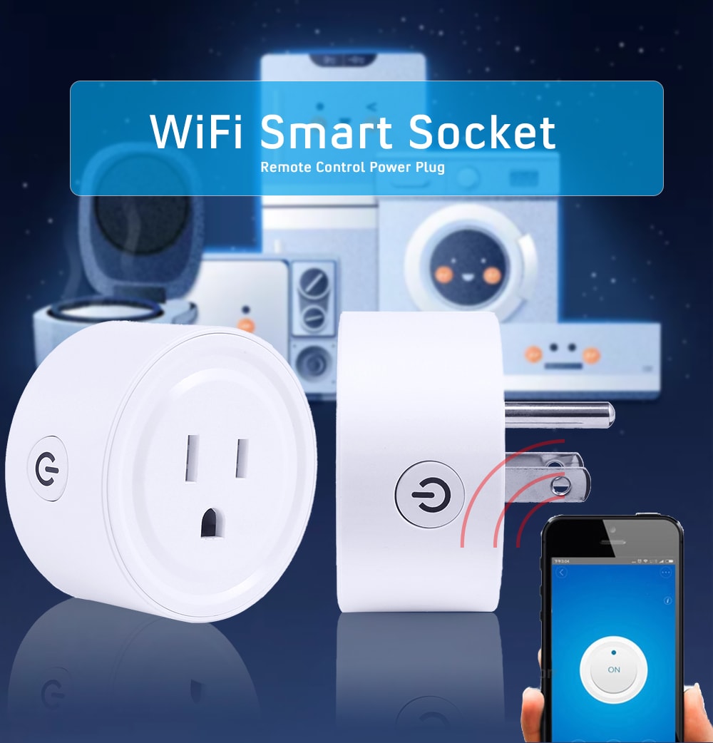 WiFi Smart Socket Remote Control Power Plug- White US Plug WiFi Smart Socket Remote Control Power Plug- White US Plug